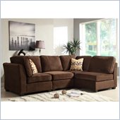 Homelegance Burke 4 Piece Sectional in Dark Brown Polyester