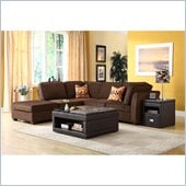 Homelegance Burke 5 Piece Sectional in Dark Brown Polyester