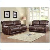 Homelegance Elsie Sofa and Loveseat Recliner Set in Dark Brown