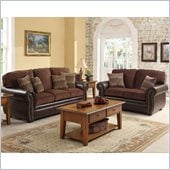 Homelegance Beckstead Sofa and Loveseat Set in Chocolate Chenille