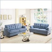 Homelegance St. Charles Sofa and Loveseat Set in Blue Grey