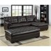 Trent Home Brooks Leather Sectional with Ottoman in Dark Brown