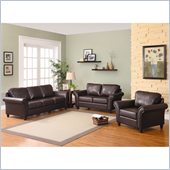 Homelegance Levan 3 Piece Sofa Set in Dark Brown Vinyl