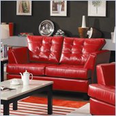 Homelegance Della Loveseat in Red Bonded Leather
