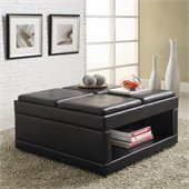 Homelegance Fleming Ottoman Table Flip Trays w/ Casters in Dark Vinyl