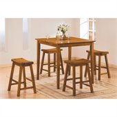 Homelegance Saddleback 5 Piece Counter Height Table Set in Oak 