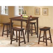 Homelegance Saddleback 5 Piece Counter Height Table Set in Cherry