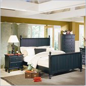 Homelegance Pottery Panel Bed 3 Piece Bedroom Set in Black