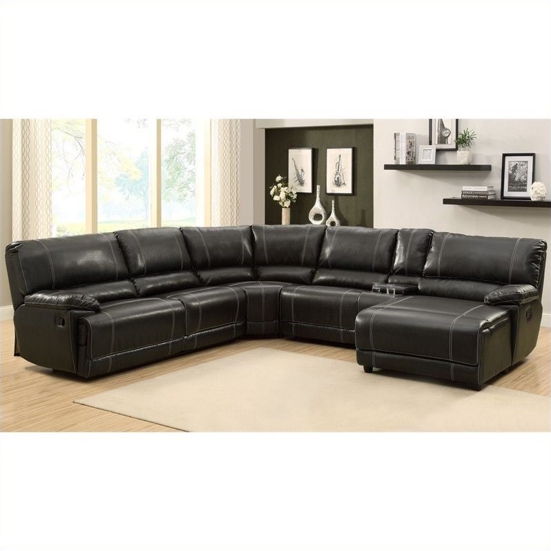 Homelegance Cale 6 Piece Sectional in Black Leather