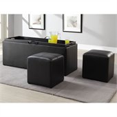 Homelegance Blasey Storage Bench with 2 Ottomans