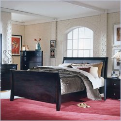 Homelegance Portofino Wood and Leather Sleigh Bed in Merlot Finish