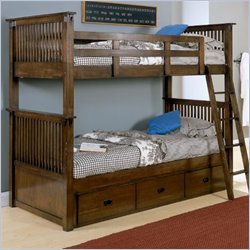 Homelegance Youth Santee Twin over Twin Wood Bunk Bed with Storage Drawer