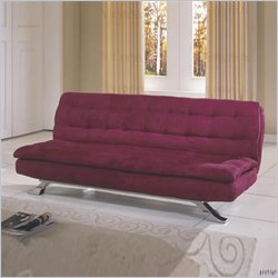 Homelegance Upholstered Convertible Sleeper Sofa in Violet Red