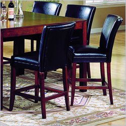 Homelegance Achillea Cherry 24 Inch Counter Height Pub Chair with Black PVC Seat and Back (Set of 2)