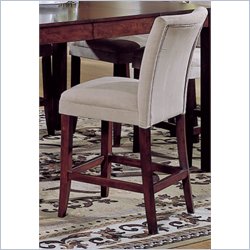 Homelegance Achillea Cherry 24 Inch Counter Height Pub Chair in Peat Microfiber (Set of 2)