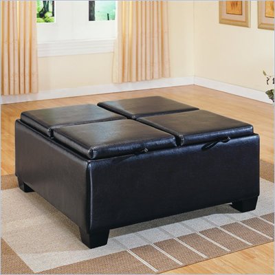 Homelegance Square Storage Cocktail Ottoman in Espresso