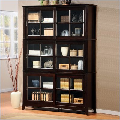 Homelegance Borgeois 4 Piece Wood Barrister Bookcase Set in Dark Cherry