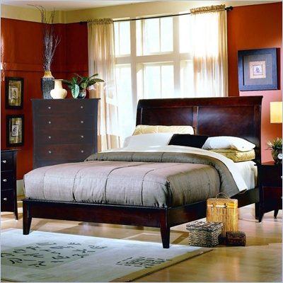 Homelegance Bourgeois Contemporary Panel Bed in Cherry Finish
