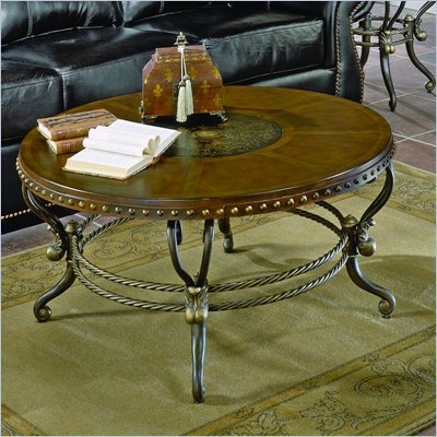 Homelegance Copeland Round Wood Top Cocktail Table in Iron Finish