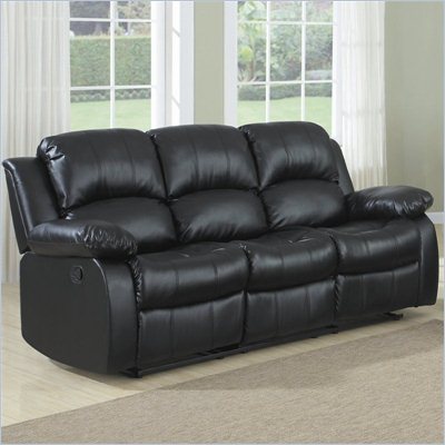 Homelegance Cranley Double Reclining Bonded Leather Sofa in Black