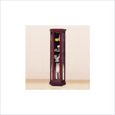 Homelegance Cherry Curio with Back Mirror and Lights
