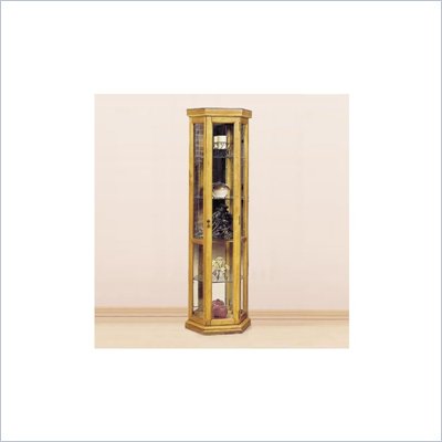 Homelegance Pine Curio with Back Mirror and Lights