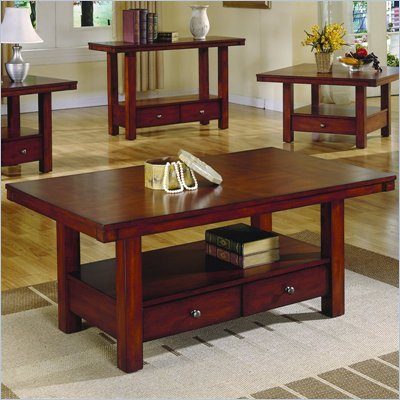 Homelegance Daffodil Rectangular Cocktail Table in Cherry Finish