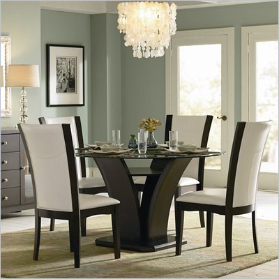 Homelegance Daisy Round Glass Dining Table in Espresso Finish