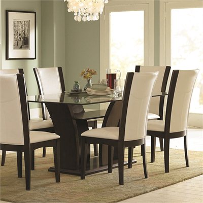 Homelegance Daisy Rectangular Glass Top Dining Table in Espresso