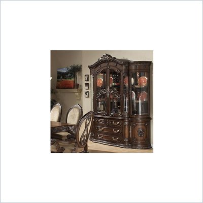 Homelegance Golden Leaf Cherry Buffet with Hutch