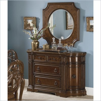 Homelegance Montvail Server and Mirror Set in Cherry 