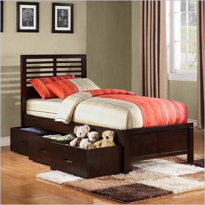 Homelegance Paula II Captain Bed with Drawer in Dark Cherry