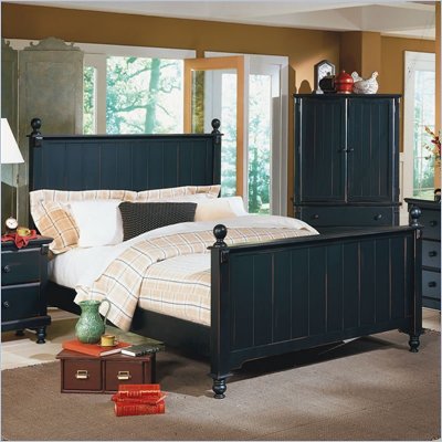 Homelegance Pottery Panel Bed in Black Finish