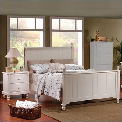 Homelegance Pottery Wood Panel Bed 3 Piece Bedroom Set in White
