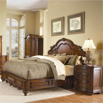 Homelegance Prenzo Low Profile Queen Panel Bed in Brown Finish