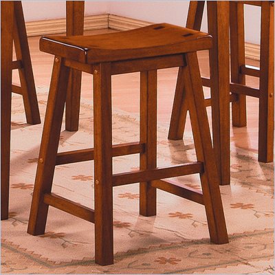 Homelegance Saddleback 24" Seat Height Bar Stool in Oak (Set of 2)