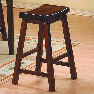 Homelegance Saddleback 24" Seat Height Bar Stool in Cherry Finish (Set of 2)