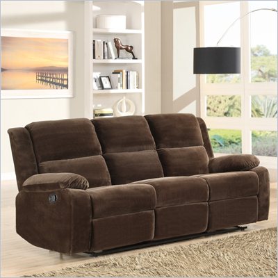 Homelegance Snyder Recliner Sofa in in Coffee Microfiber