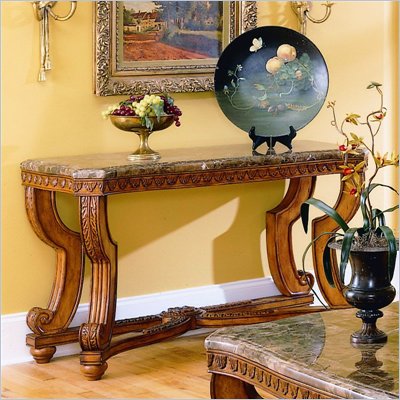 Homelegance Tarantula Sofa Table with Marble Top