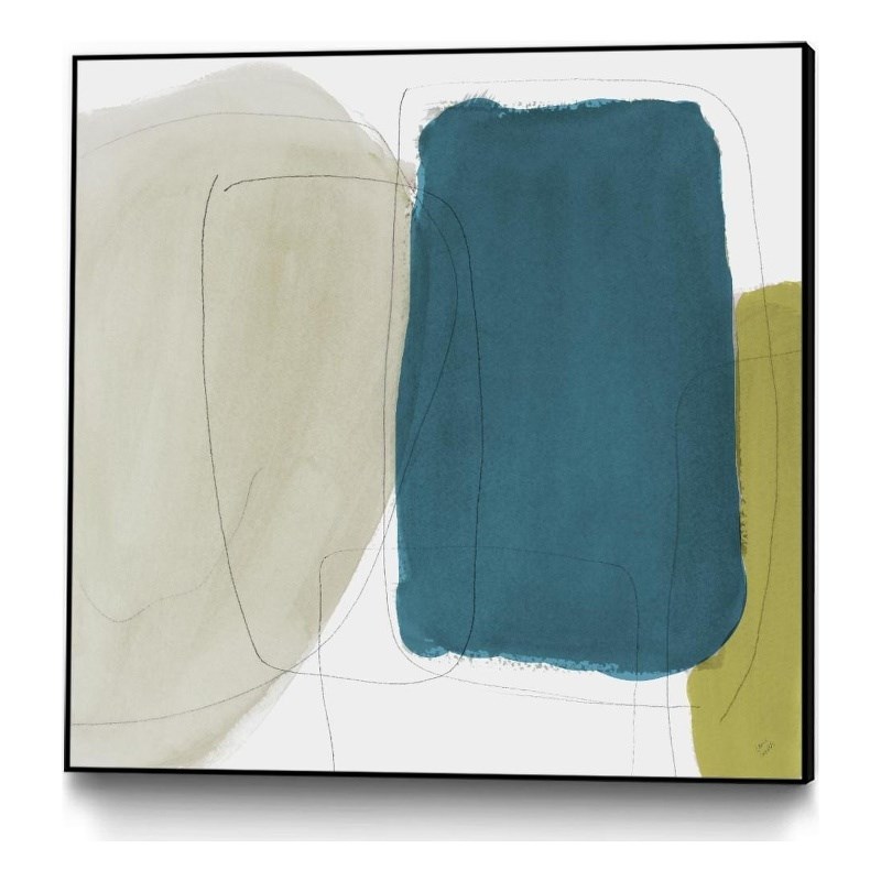 Giant Art Canvas 30x30 Beige And Navy Abstract Framed in