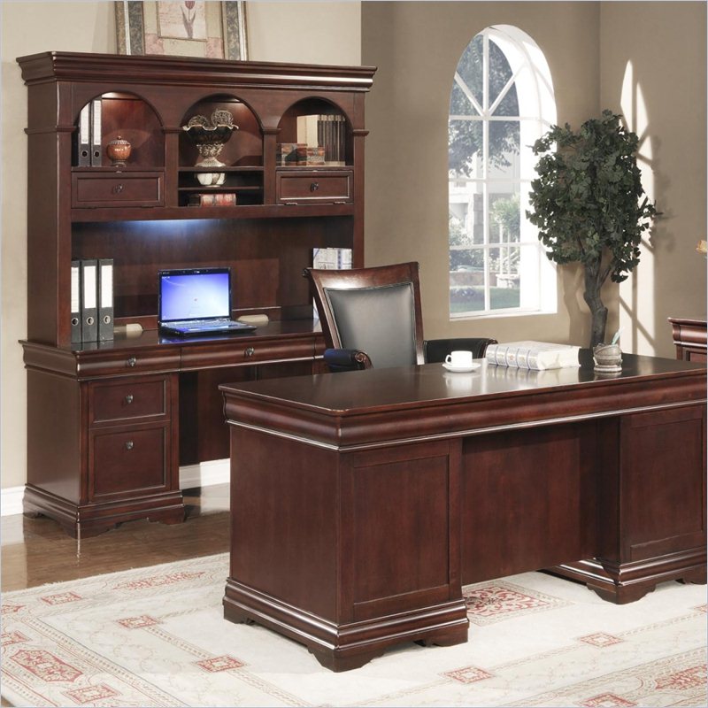 Wynwood Rue De Lyon Wood Credenza Desk in Cognac Cherry