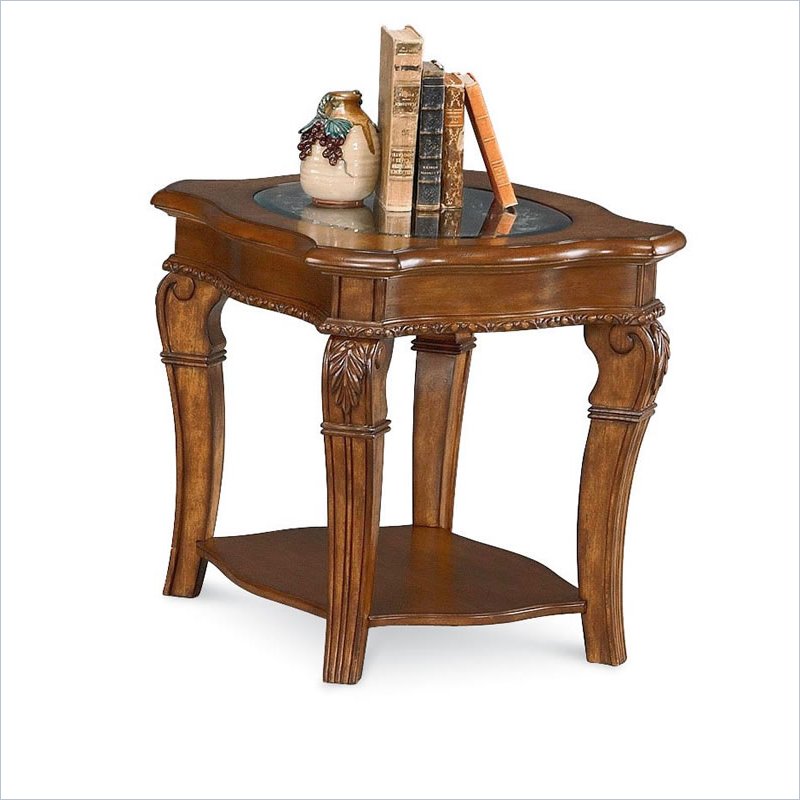 Wynwood Cordoba End Table with Glass Top - Burnished Pine