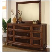 Wynwood Brendon Dresser and Mirror Set in Hazelnut and Cabernet Finish