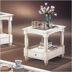 Wynwood Hampton Cove White End Table with Drawer and Shelf