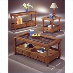 Wynwood Hartwick Pines Distressed  Living Room Table Set with Glass Inserts