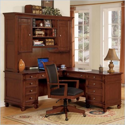 Wynwood Artisan L-Shape Wood Desk in Cherry
