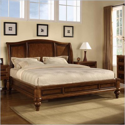 Wynwood Brendon Sleigh Bed in Hazelnut and Cabernet Finish