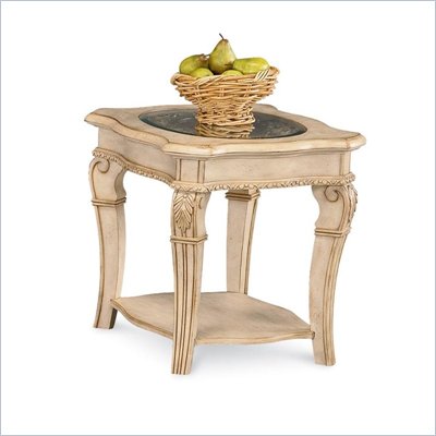 Wynwood Cordoba End Table w/ Glass Top in Antiguo Blanco