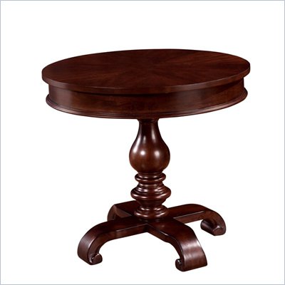 Wynwood Harrison Round Pedestal Lamp Table in Umber Cherry