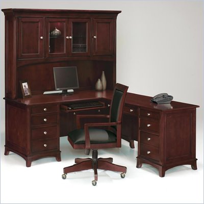 Wynwood Kennett L-Shape Wood Computer Desk in Dark Cherry